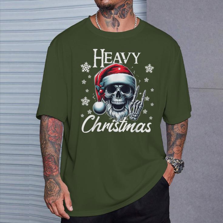 Christmas Skull Christmas Heavy Xmas Skeleton T-Shirt Geschenke für Ihn