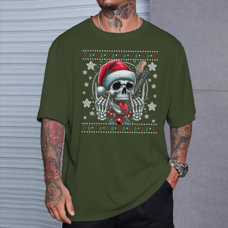 Christmas Skull Ugly Christmas Heavy Xmas Skeleton T-Shirt Geschenke für Ihn