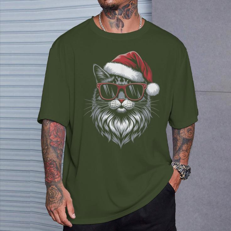 Cool Christmas Cat Santa Christmas Fun T-Shirt Geschenke für Ihn