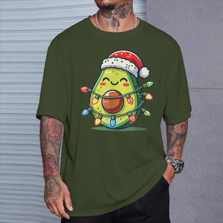 Festive Avocado Santa Christmas Lighting T-Shirt Geschenke für Ihn