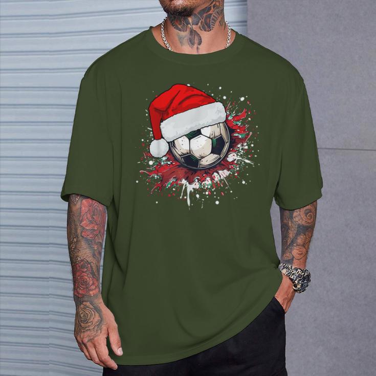 Football Santa Claus Christmas Xmas T-Shirt Geschenke für Ihn