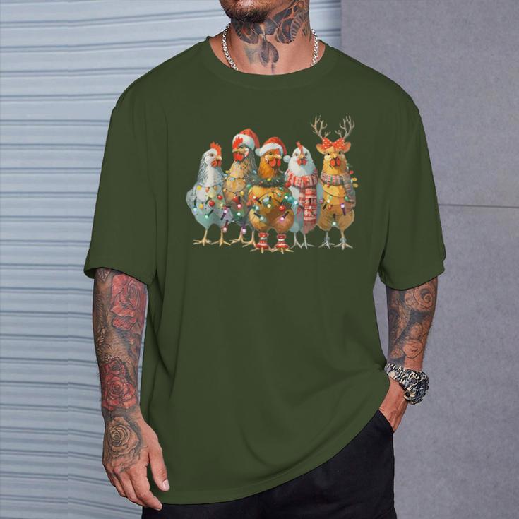 Chicken Christmas Lights Cute Farm Animal T-Shirt Geschenke für Ihn