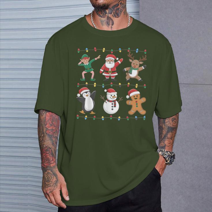 Christmas Reindeer Penguin Graphic With Santa Hat T-Shirt Geschenke für Ihn