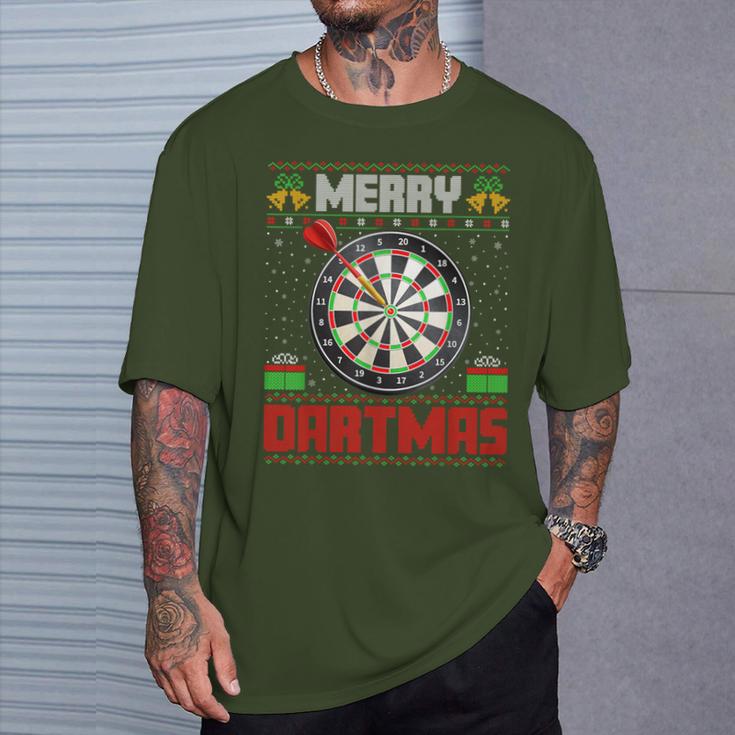 Dart Game Merry Dartmas Xmas Santa Ugly Dart's Christmas T-Shirt Geschenke für Ihn