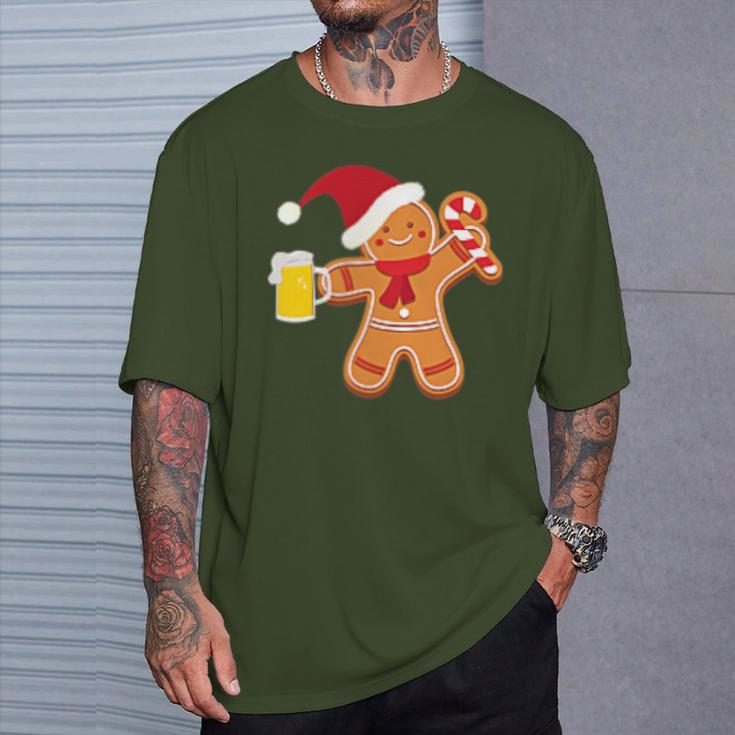 Gingerbread Man With Beer Christmas Xmas Jumper T-Shirt Geschenke für Ihn