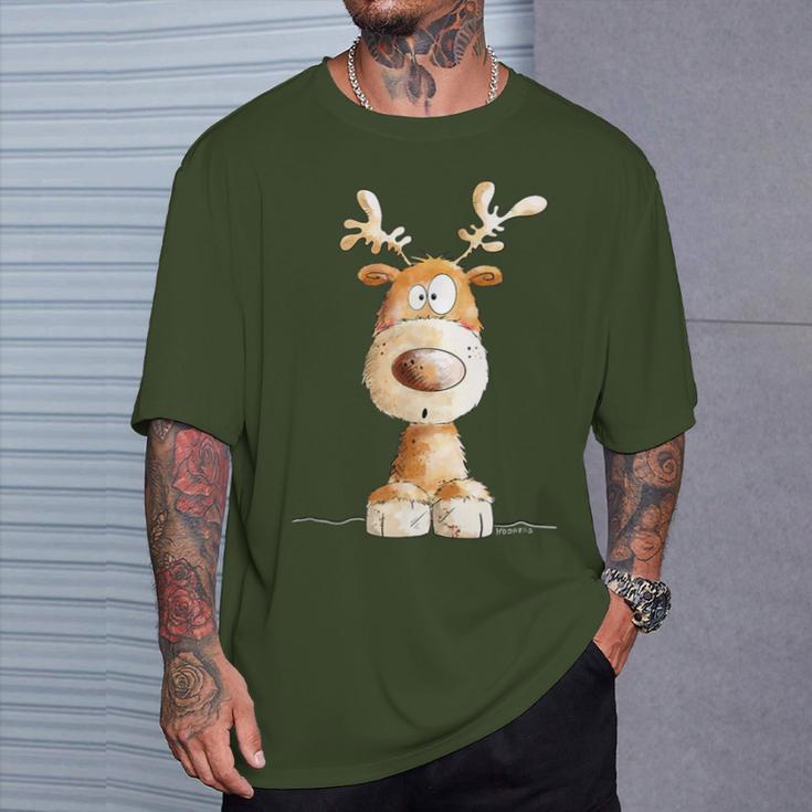 Happy Reindeer I Deer Wild Animal Elk Christmas Fun T-Shirt Geschenke für Ihn