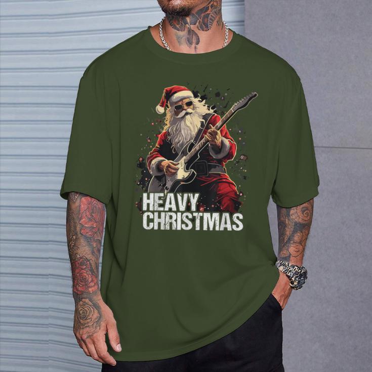 Heavy Christmas Santa Claus Guitar T-Shirt Geschenke für Ihn