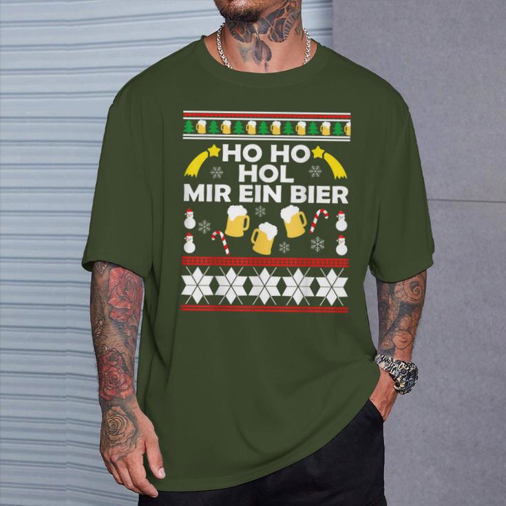 Hohoho Get Me A Beer Ugly Christmas T-Shirt Geschenke für Ihn