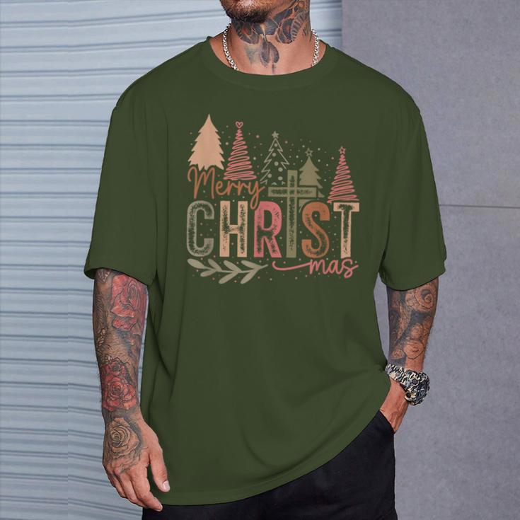 Merry Christmas Christian Christmas Tree T-Shirt Geschenke für Ihn