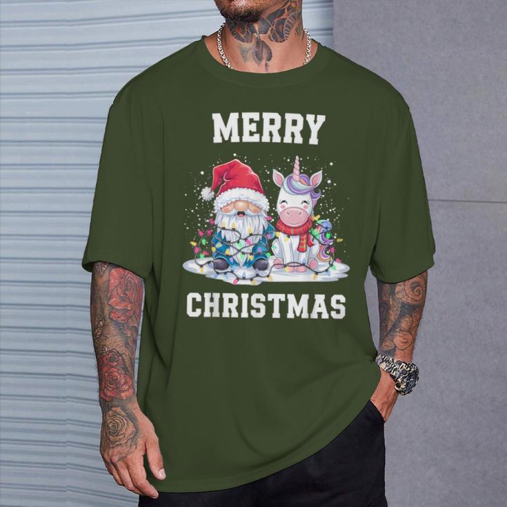 Merry Christmas Santa Hat Gnome Unicorn Xmas Party Christmas T-Shirt Geschenke für Ihn