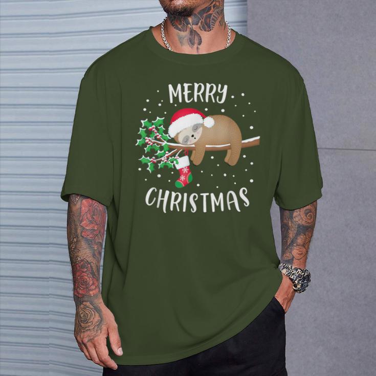 Merry Christmas Sloth Christmas Party Outfit Christmas T-Shirt Geschenke für Ihn