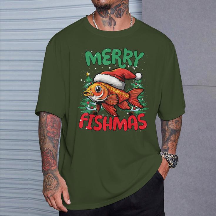 Merry Fishmas Fish Christmas T-Shirt Geschenke für Ihn