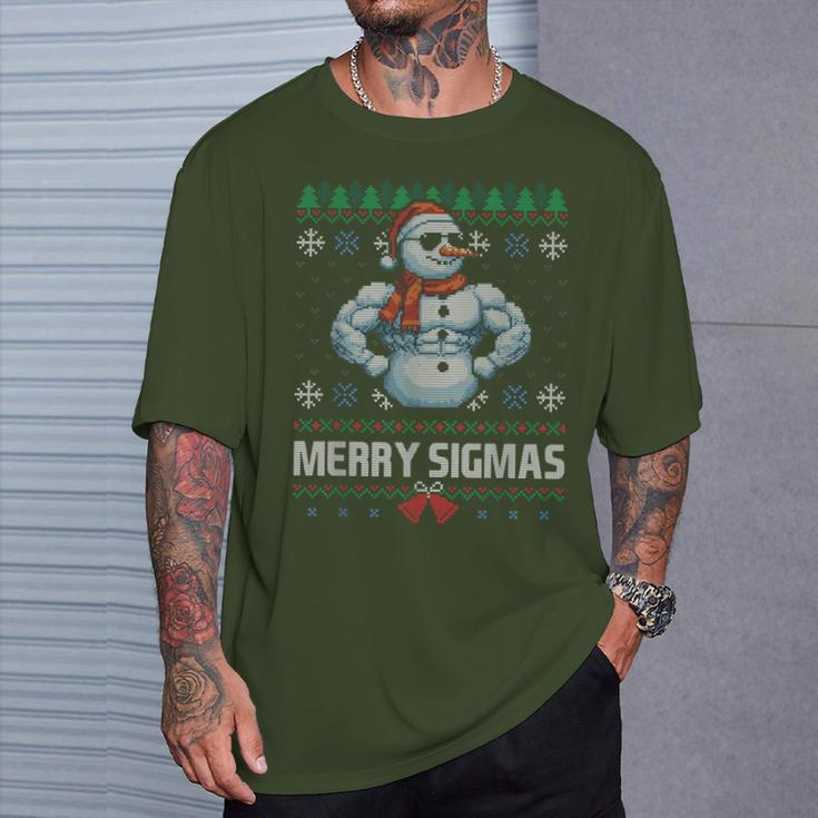 Merry Sigmas Bruh Snowman Sigma Male Skibidi Christmas T-Shirt Geschenke für Ihn