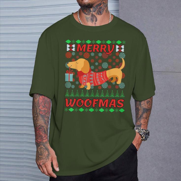 Merry Woofmas Dachshund Christmas Jumper T-Shirt Geschenke für Ihn