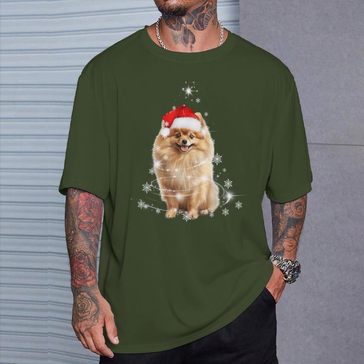 Pomeranian Christmas Tree Santa Hat Lights Jumper T-Shirt Geschenke für Ihn