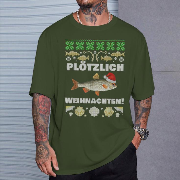 Suötzlich Christmas Fishing Plötz Red Eye Fish T-Shirt Geschenke für Ihn