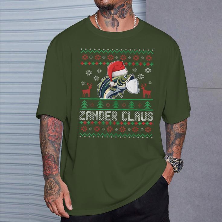 Ugly Christmas Zander Claus Angler Weihnachten Fishing Sports T-Shirt Geschenke für Ihn