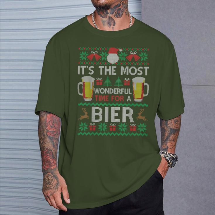 Most Wonderful Time For A Beer Ugly Christmas Sweater T-Shirt Geschenke für Ihn