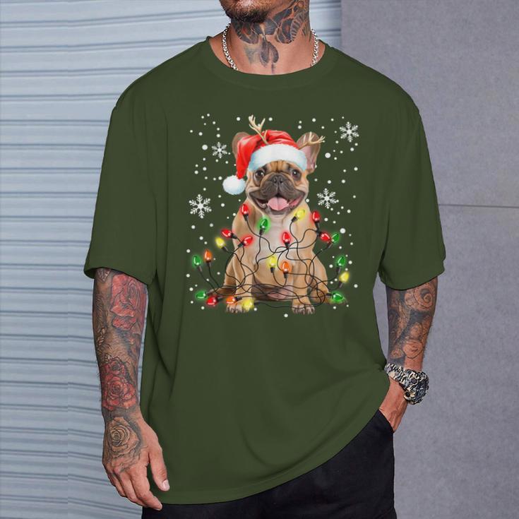 Xmas Lighting Santa French Bulldog Dog Christmas T-Shirt Geschenke für Ihn