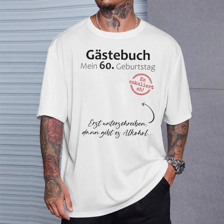 60Th Birthday Party Guest Book Man Woman Decoration T-Shirt Geschenke für Ihn