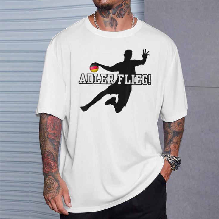 Adler Flieg Handball Fan Outfit Gray T-Shirt Geschenke für Ihn