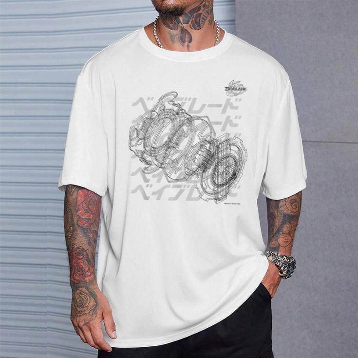 Beyblade Schematic Bey B&W T-Shirt Geschenke für Ihn