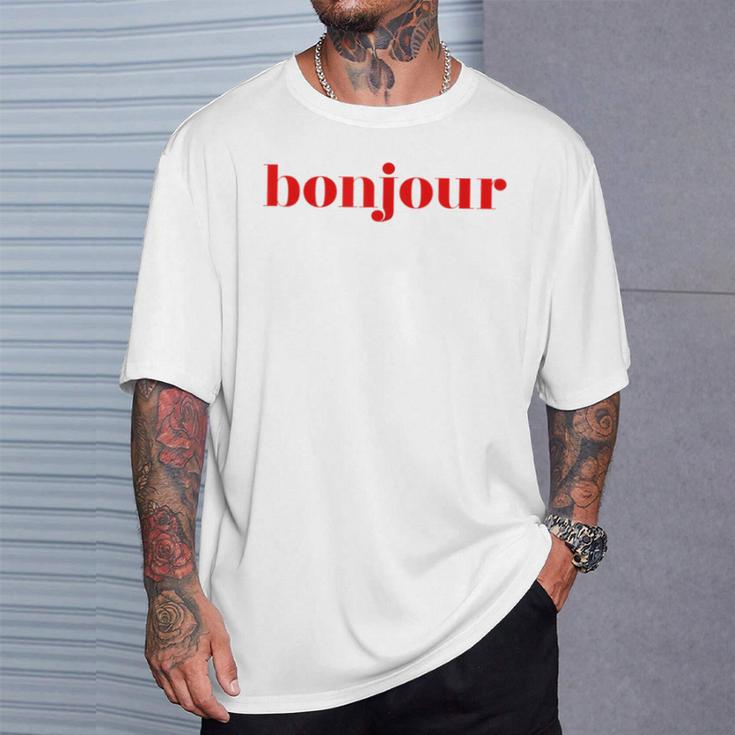 Bonjour For French Lovers Blue T-Shirt Geschenke für Ihn