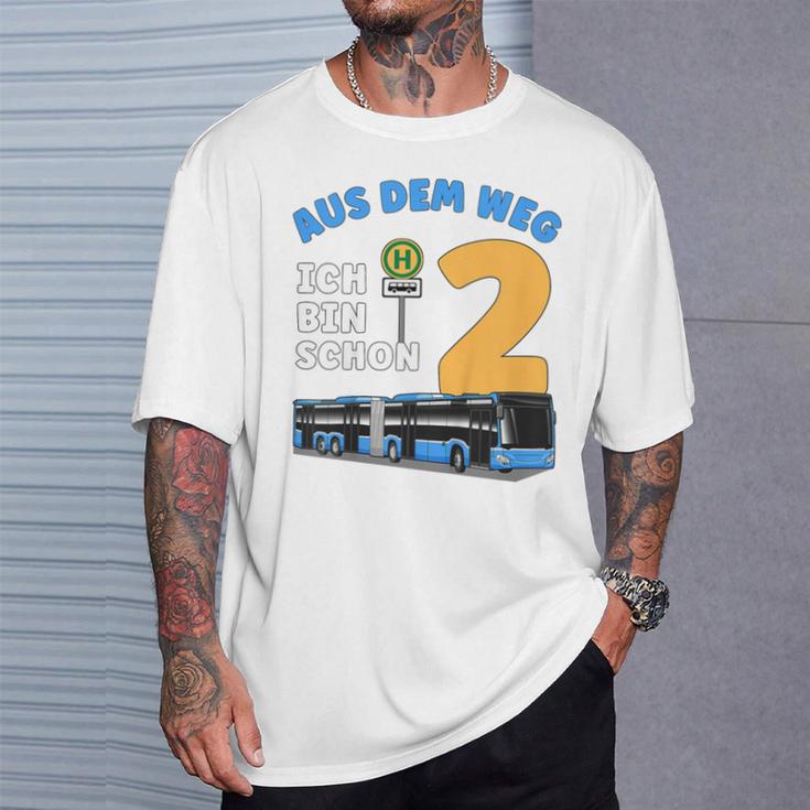 Children's 2 Years Boy Little Bus Driver 2Nd Birthday Bus Articulated Bus T-Shirt Geschenke für Ihn