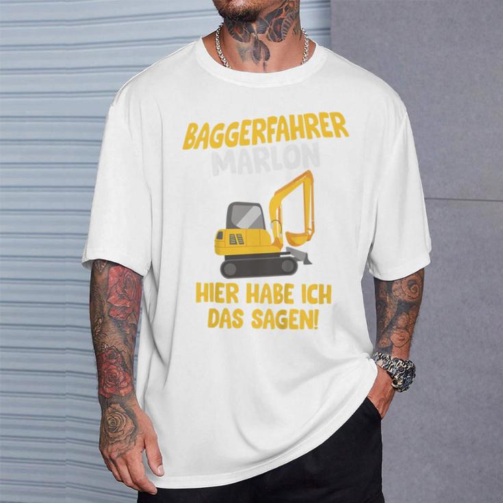 Children's Digger Driver Marlon Construction Site With Name Children's 80 T-Shirt Geschenke für Ihn