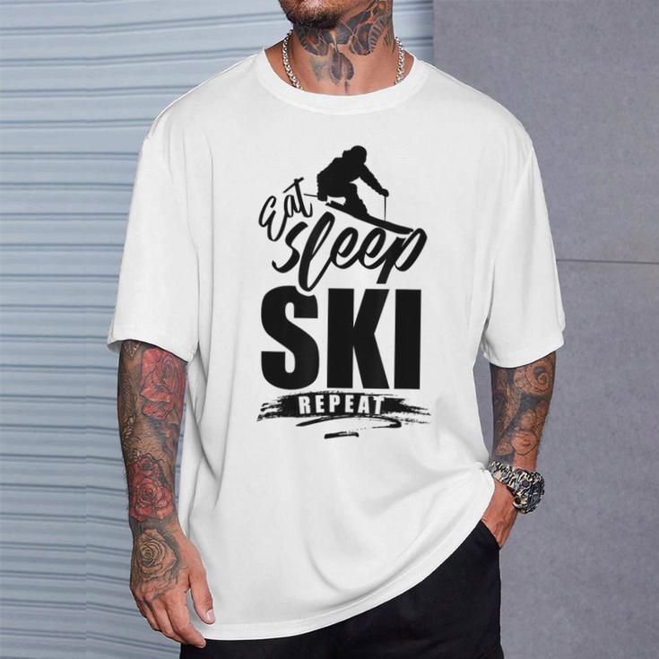 Eat Sleep Ski Repeat Ski T-Shirt Geschenke für Ihn