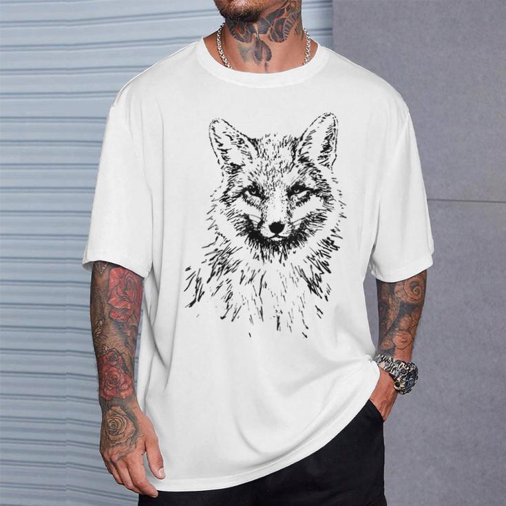 Fox Lovers Fox Motif Animals Gray T-Shirt Geschenke für Ihn