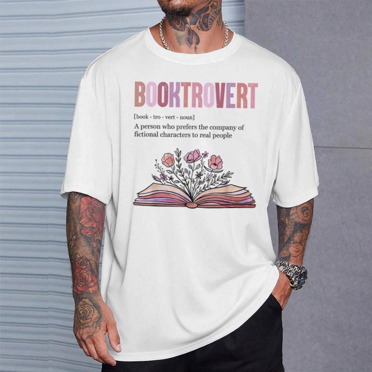 Booktrovert Definition Book Lovers Librarian Flowers T-Shirt Geschenke für Ihn