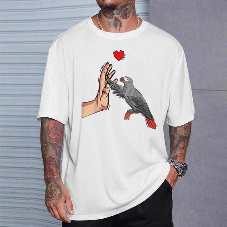 Grey Parrot Love Parrot Heart Bird T-Shirt Geschenke für Ihn