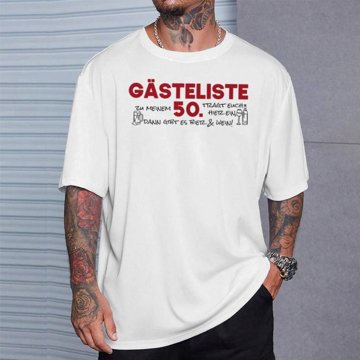 Guest List 50Th Guest List Guest Book 50Th Birthday Woman Man T-Shirt Geschenke für Ihn