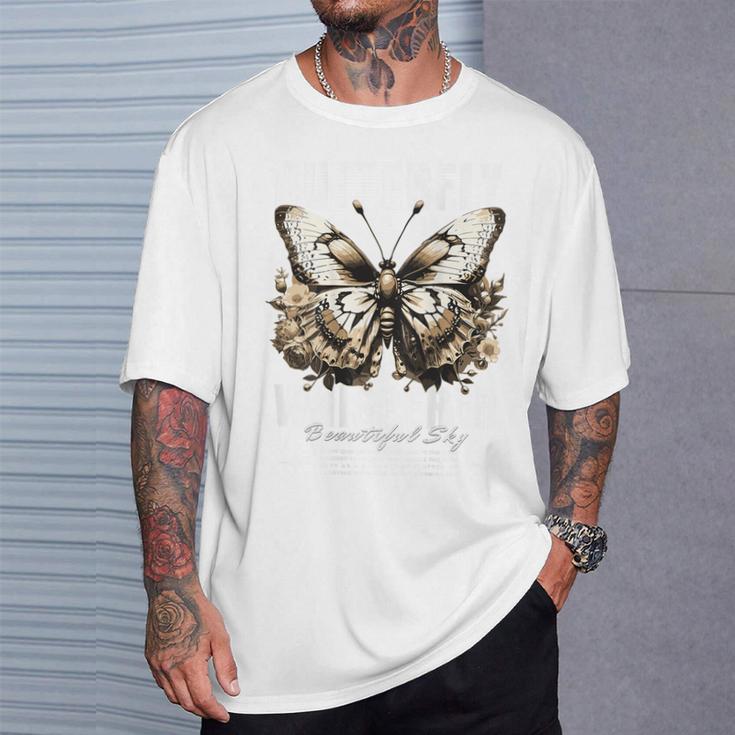 Hip Hop Butterfly Y2k Backprint Streetwear T-Shirt Geschenke für Ihn