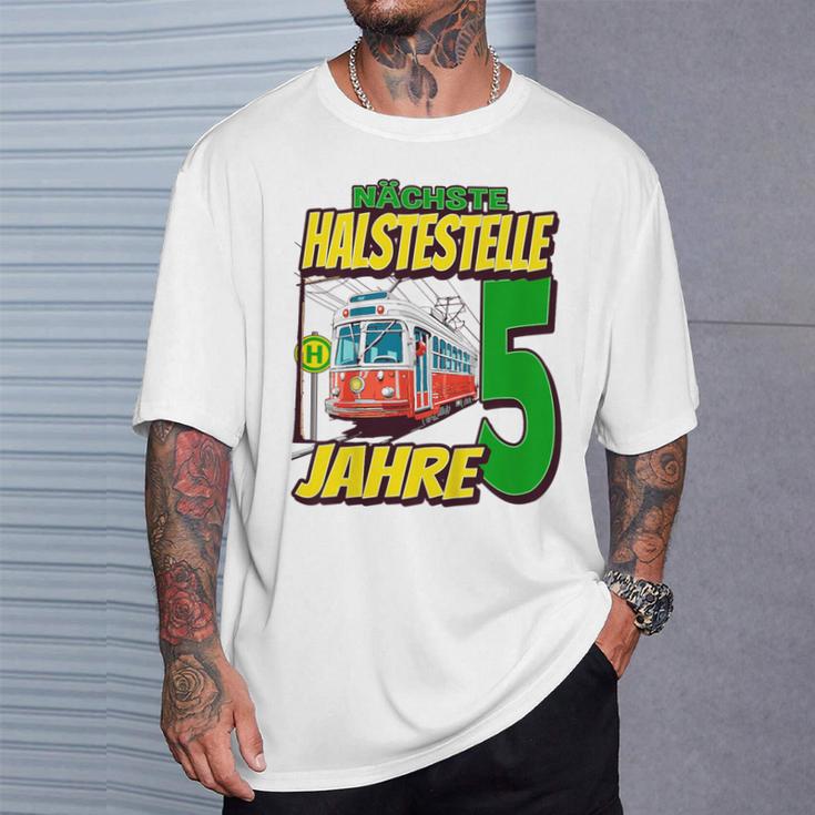 Ich Bin 5 Straßenbahnen Straßenbahn Children's Birthday Party T-Shirt Geschenke für Ihn