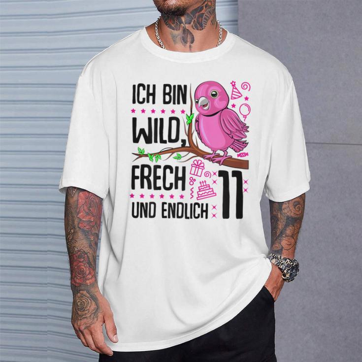 Ich Bin Wild Cheeky Und Endlich 11 Years 11Th Birthday Girl T-Shirt Geschenke für Ihn