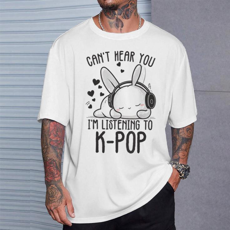 Ich Kann Dich Nicht Hören Ich Hörre Zu Kpop Rabbit K-Pop Gray T-Shirt Geschenke für Ihn