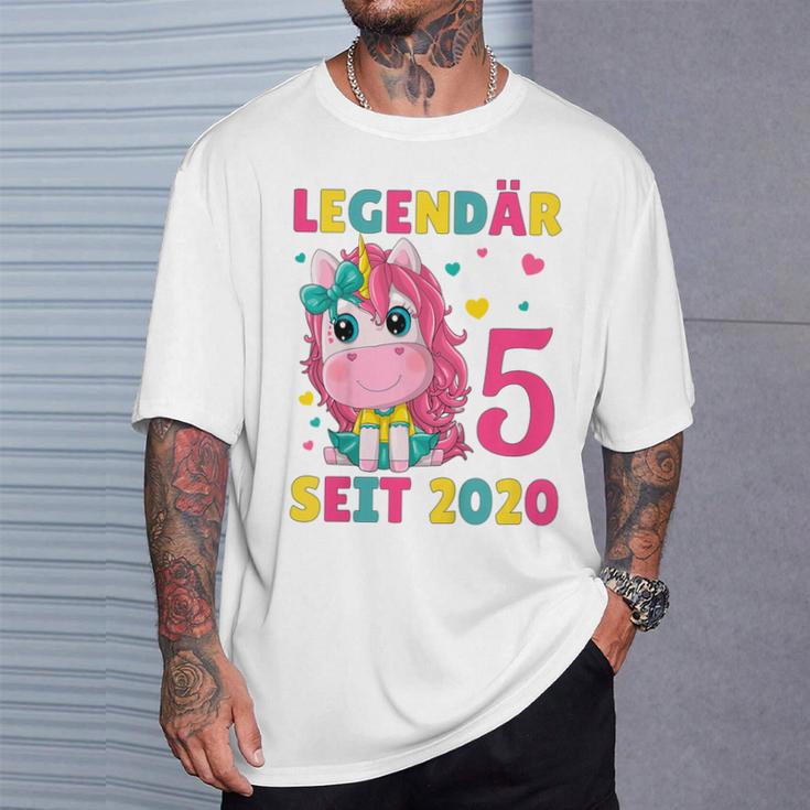 Kinder 5 Geburtstag Einhorn Mädchen 5 Jahre Alt Geburtstag T-Shirt Geschenke für Ihn