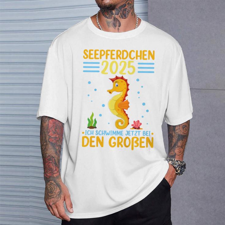 Kinder Seepferdchen 2025 Frühschwimmer Abzeichen T-Shirt Geschenke für Ihn