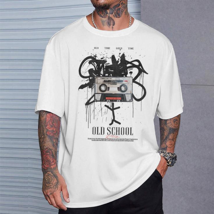 Old School Backprint Music Tapeintage Mixtape Cassette T-Shirt Geschenke für Ihn