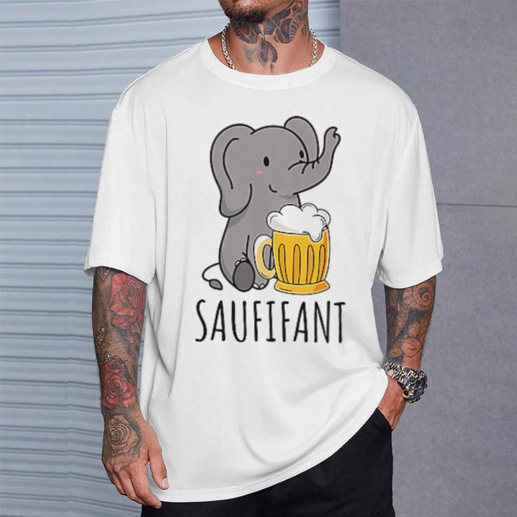 Saufifant Beer Drinker Saufen Party Saying T-Shirt Geschenke für Ihn