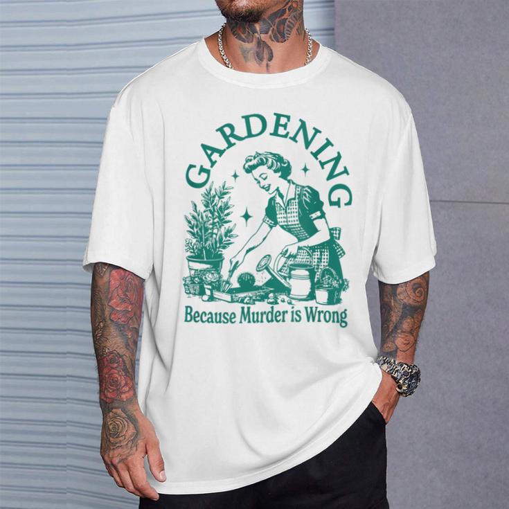 Vintage Love Plant Gardening Lady Because Murder Falsch Ist T-Shirt Geschenke für Ihn