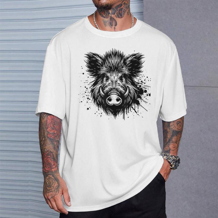 Wild Boar Boar Hunting Hunter Wild Boar Green T-Shirt Geschenke für Ihn