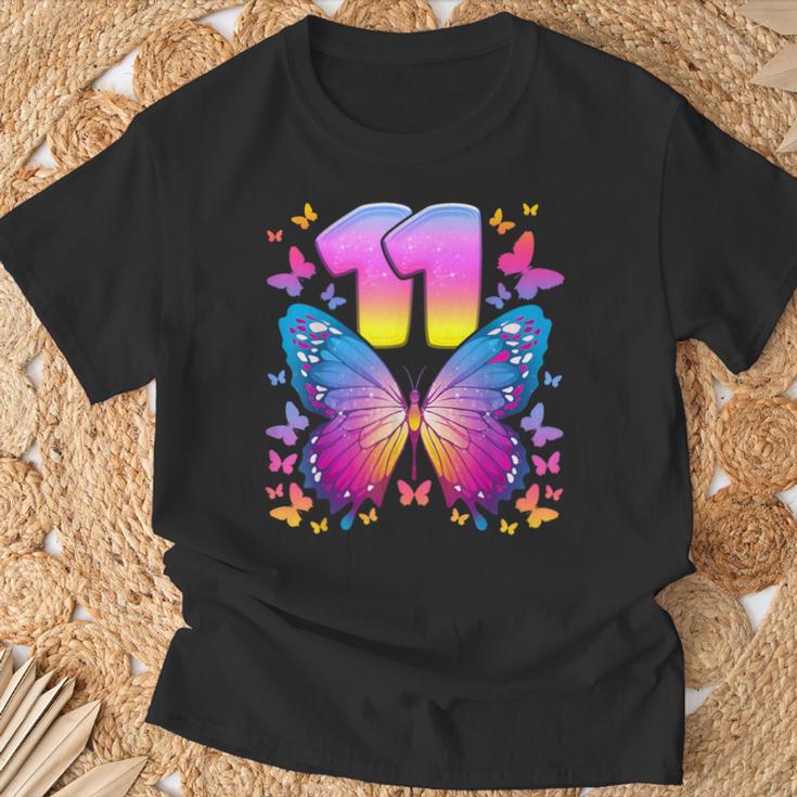 11Th Birthday Girl 11 Years Butterfly Number 11 T-Shirt Geschenke für alte Männer