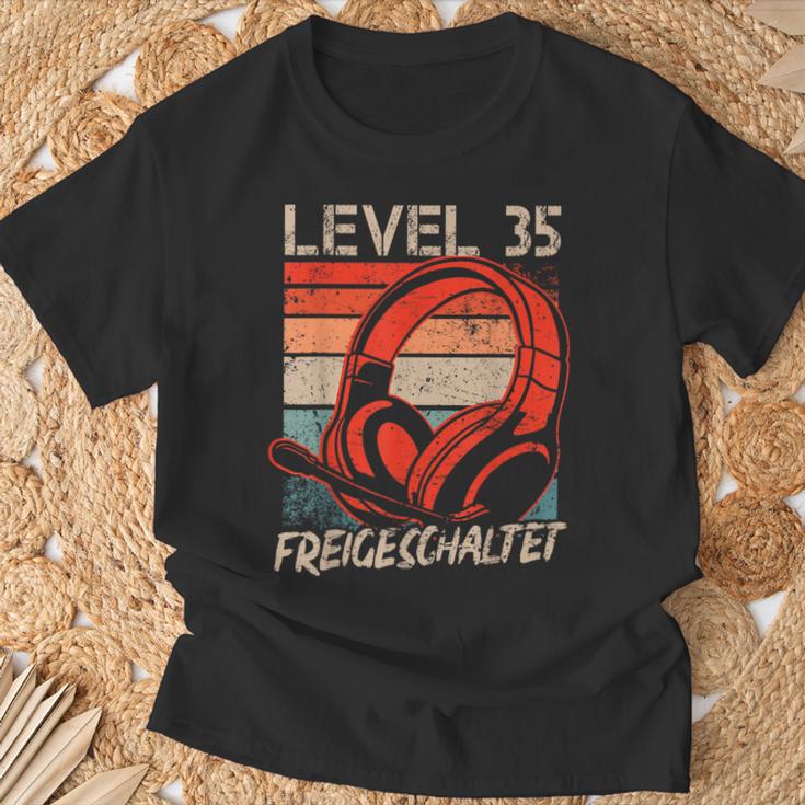 35Th Birthday Boysideo Gamer Level 35 Unlocked T-Shirt Geschenke für alte Männer