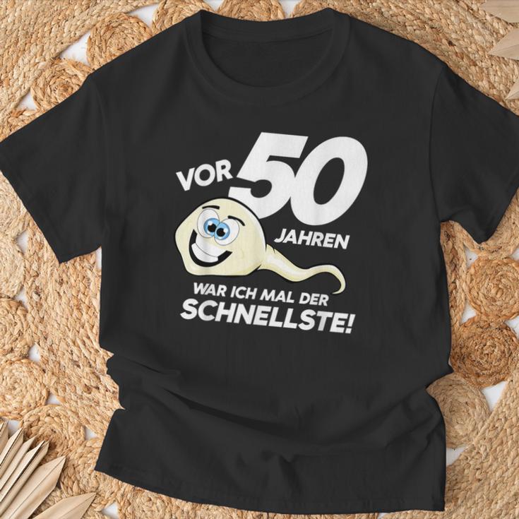 50Th Birthday 50 Years Ago Was Ich Mal Der Fastest T-Shirt Geschenke für alte Männer