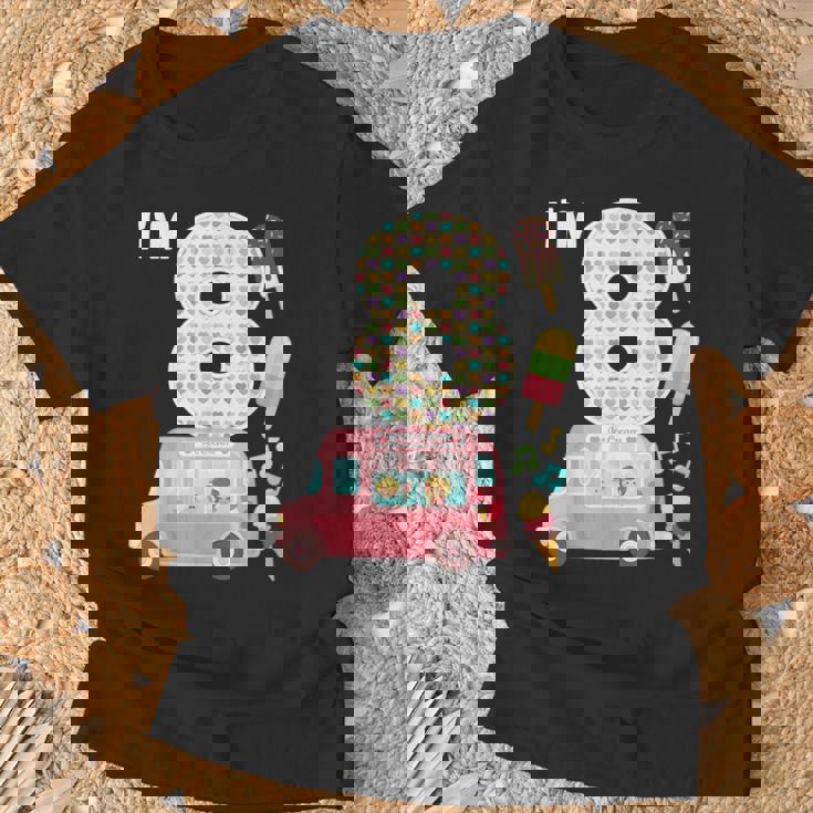 8Th Birthday Crew Ice Cream Truck I'm 8 Bday Ice Cream Party Camiseta unisex Regalos para ancianos