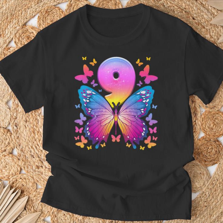 9Th Birthday Girl 9 Years Butterfly Number 9 T-Shirt Geschenke für alte Männer