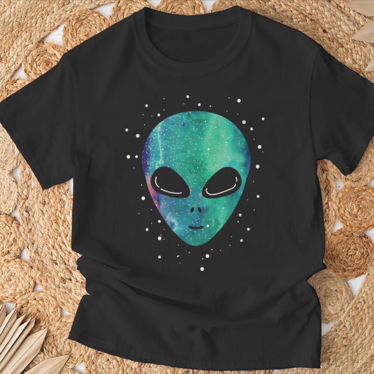 Alien Head Starry Night Sky Fun T-Shirt Geschenke für alte Männer